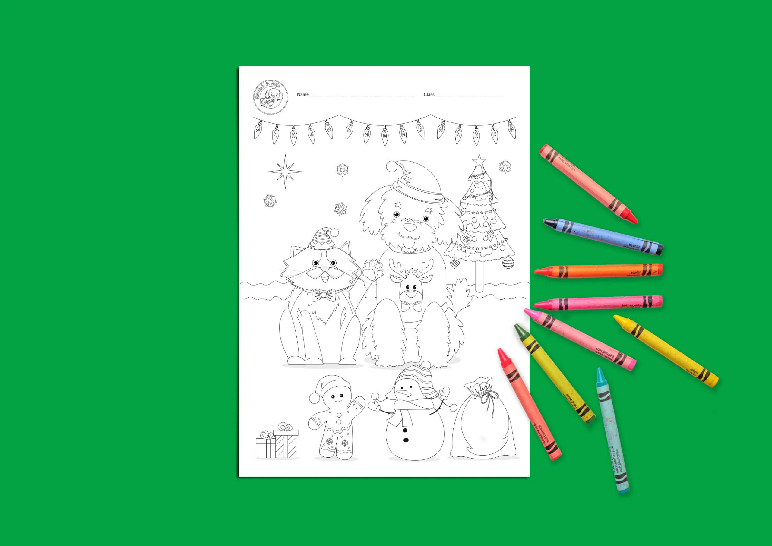 Hamish & Milo Festive Christmas colouring