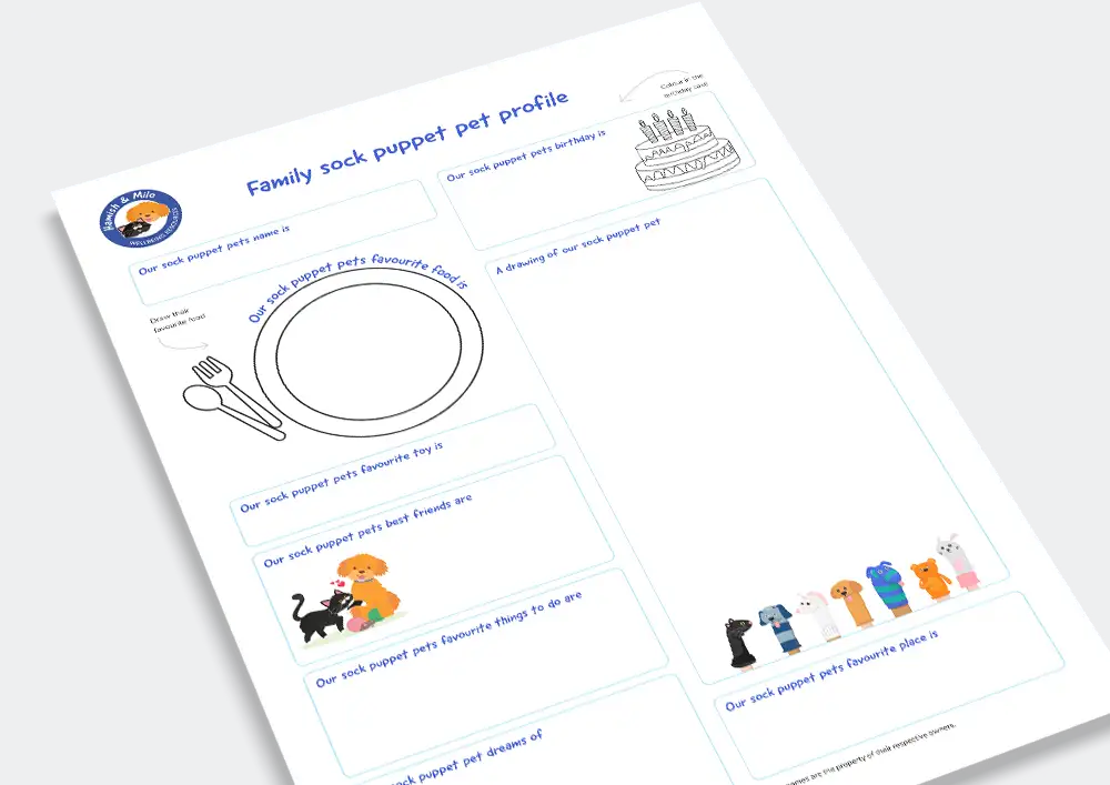 Family sock puppet pet profile