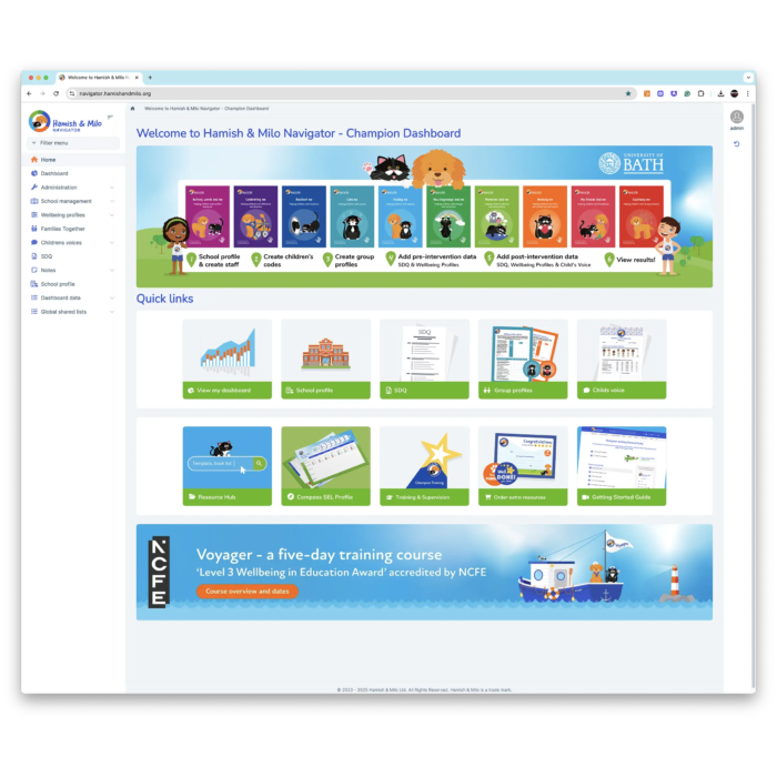 Hamish-Milo-Navigator-SEMH-impact-report-Welcome-Dashboard