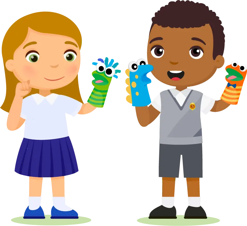 SEMH Children With Hamish and Milo Sock Puppets