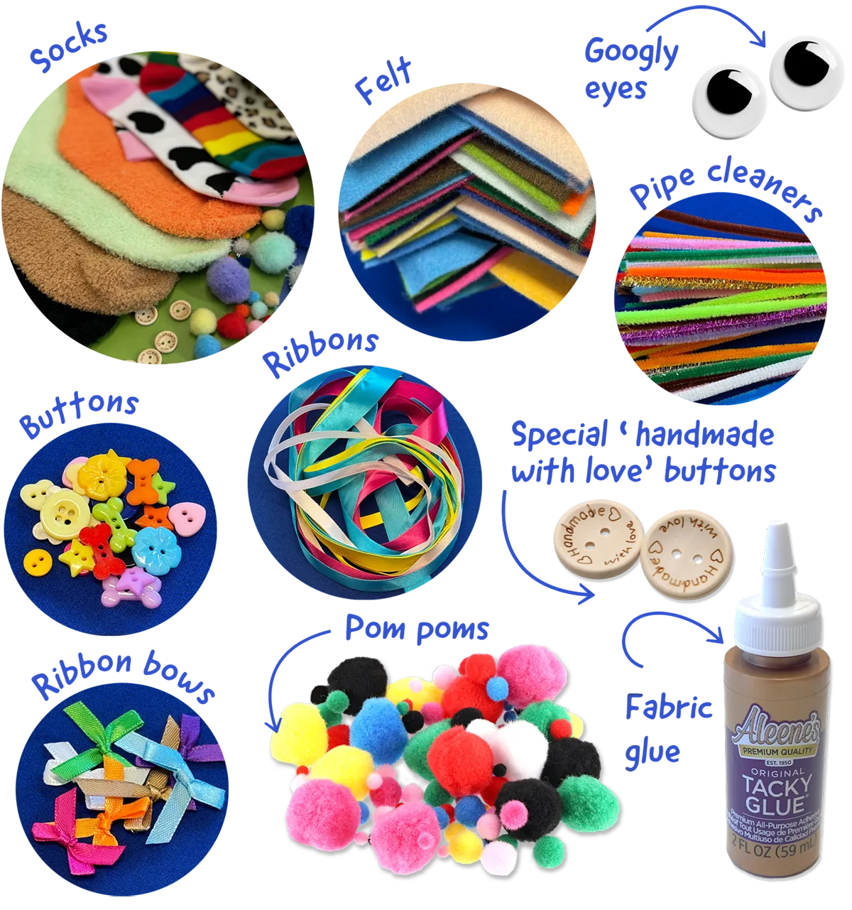 Sock-Puppet-Kit-Elements Sock Puppet Craft Kit Elements Hamish & Milo