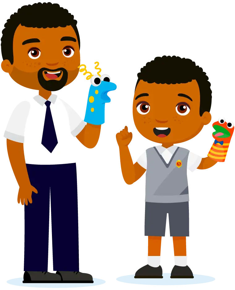 Teacher-and-pupil-with-puppets
